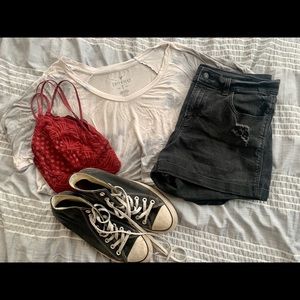 White and Blue Tie Dye Shirt American Eagle